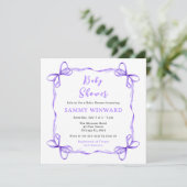 パープルコケットリボンベビーシャワー 招待状 (スタンド正面)