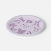 パープルコケットリボン誕生日パーティー ペーパープレート (アングル)