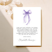 パープルコケットリボン ウォーターカラーブライダルシャワー サンキューカード