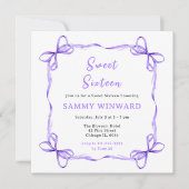 パープルコケットリボンSweet sixteen 招待状 (正面)
