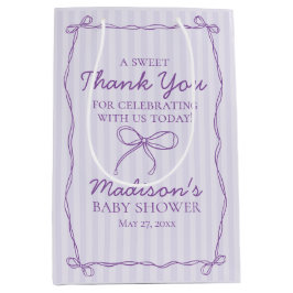 パープルコケット弓パステルベビーシャワーの好意 ミディアムペーパーバッグ