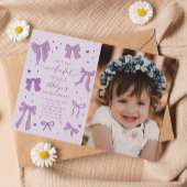 パープルコケット弓ワンダーフル誕生日写真 招待状