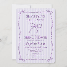 パープルコケット弓結び結びブライダルシャワー 招待状