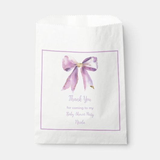 パープルコケット弓赤ちゃんシャワー フェイバーバッグ (正面)
