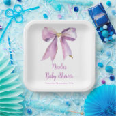 パープルコケット弓赤ちゃんシャワー ペーパープレート (パーティー)