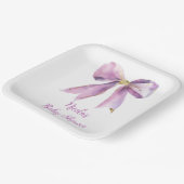 パープルコケット弓赤ちゃんシャワー ペーパープレート (傾斜あり)