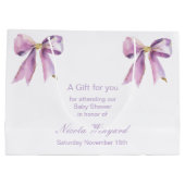 パープルコケット弓赤ちゃんシャワー ラージペーパーバッグ (裏面)