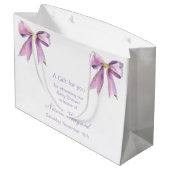 パープルコケット弓赤ちゃんシャワー ラージペーパーバッグ (裏面アングル)