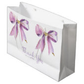 パープルコケット弓赤ちゃんシャワー ラージペーパーバッグ (正面アングル)