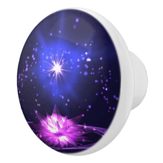 パープルコズミックゼンクリスタルロータスフラワースター セラミックノブ (右)