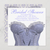 パープルコルセットラベンダーブライダルシャワー 招待状 (正面/裏面)