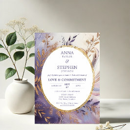 パープルコンテンポラリーエレガンスの献身式 招待状