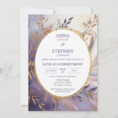 パープルコンテンポラリーエレガンスの献身式 招待状 (正面)