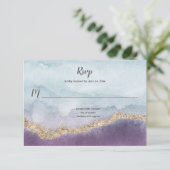 パープルコンテンポラリーターコイズと金ゴールド大理石 | 出欠カード (スタンド正面)