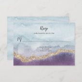 パープルコンテンポラリーターコイズと金ゴールド大理石 | 出欠カード (正面/裏面)