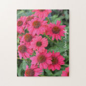 パープルコンフォローライブ、愛、笑い ジグソーパズル (縦)