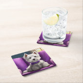 パープルコースターにポーズ スクエアペーパーコースター (インサイチュ)