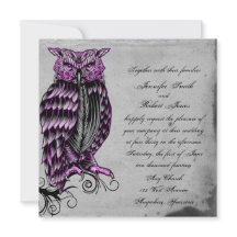 パープルゴシックアウルポー結婚式招待状