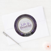 パープルゴシックアートカスタム確認ステッカー ラウンドシール (封筒)