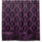 パープルゴシックシック |ナスとブラックスカル シャワーカーテン (正面)