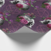 パープルゴシックスカルとバラ包装紙 ラッピングペーパー (角)