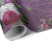 パープルゴシックスカルとバラ包装紙 ラッピングペーパー (ロールコーナー)