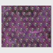 パープルゴシックスカルとバラ包装紙 ラッピングペーパー (フラット)