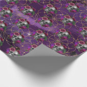 パープルゴシックスカルとバラ包装紙 ラッピングペーパー (角)