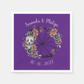 パープルゴシックスカルバラリースハロウィン結婚ズ スタンダードカクテルナプキン (正面)