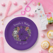 パープルゴシックスカルバラリースハロウィン結婚ズ ペーパープレート (パーティー)