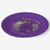 パープルゴシックスカルバラリースハロウィン結婚ズ ペーパープレート (アングル)