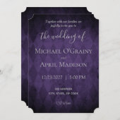 パープルゴシックダーク結婚式招待状 招待状 (正面/裏面)