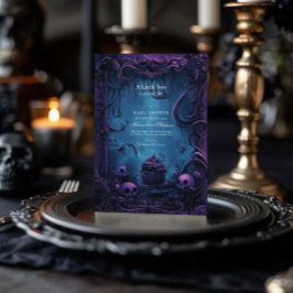 パープルゴシックファンタジーハロウィーンベビーシャワー 招待状