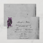 パープルゴシックフクロウ結婚ポスの応答カード 出欠カード (正面/裏面)