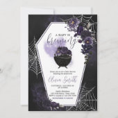 パープルゴシックフローラベビーシャワー招待状 招待状 (正面)