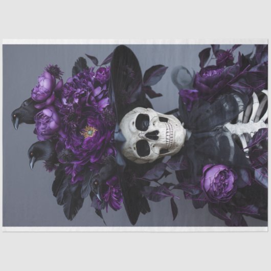 パープルゴシックレイヴン骨格スカルの切り離し 薄葉紙 (正面)