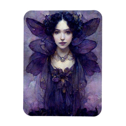 パープルゴシック妖精ファンタジーアートマグネット マグネット (縦)