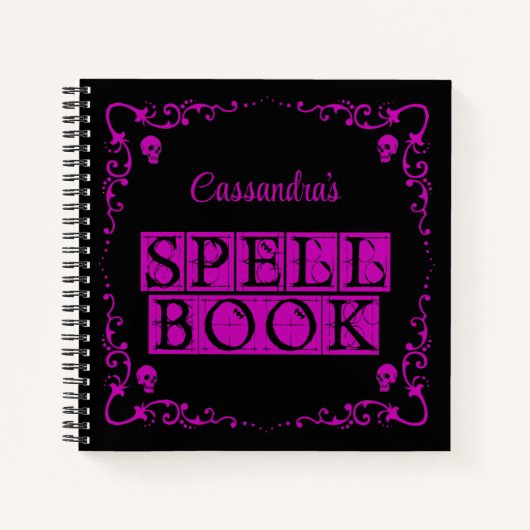 パープルゴシック魔導書パーソナライズされた ノートブック (正面)