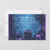 パープルゴシッ不気味クの誕生日ハロウィーン サンキューカード (正面)