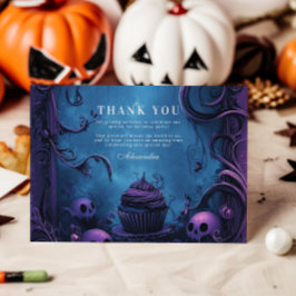 パープルゴシッ不気味クの誕生日ハロウィーン サンキューカード