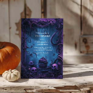 パープルゴシッ不気味クの誕生日ハロウィーン 招待状