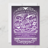 パープルゴシッ不気味クハロウィーン招待状 招待状 (正面)