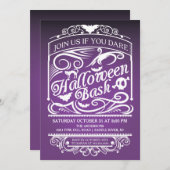 パープルゴシッ不気味クハロウィーン招待状 招待状 (正面/裏面)