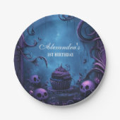 パープルゴシッ不気味クワン誕生日 ペーパープレート (正面)