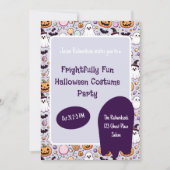 パープルゴーストキッズのハロウィンパーティー招待状 招待状 (正面)