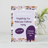 パープルゴーストキッズのハロウィンパーティー招待状 招待状 (スタンド正面)