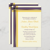 パープルゴールデンイエロープレイド結婚式招待状 招待状 (正面/裏面)