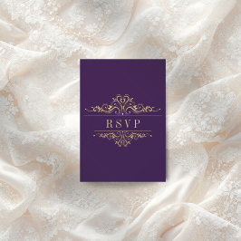 パープルゴールデンエレガントフレーム 出欠カード