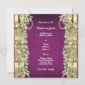 パープルゴールドのウェディングバースデーエンゲージメント 招待状 (裏面)