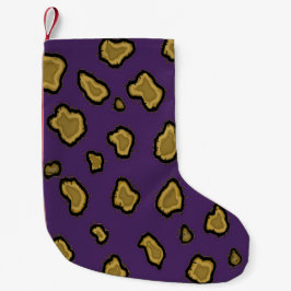 パープルゴールドのヒョウ柄 スモールクリスマスストッキング